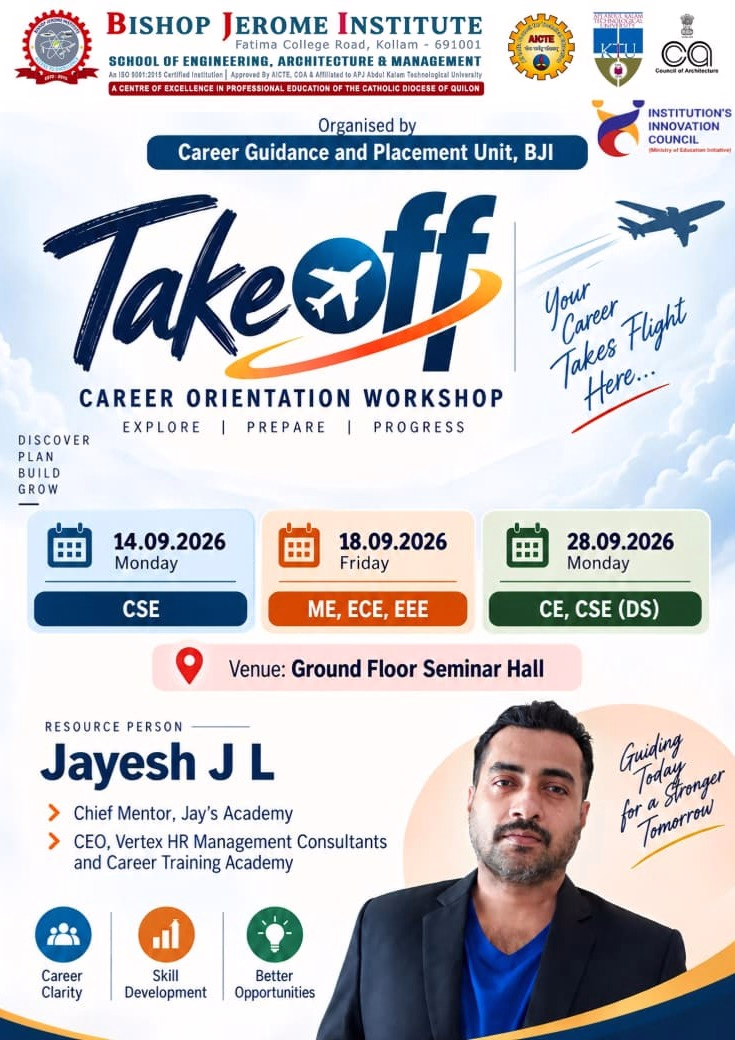 Take Off: Career Orientation Workshop at Bishop Jerome Institute, Kollam